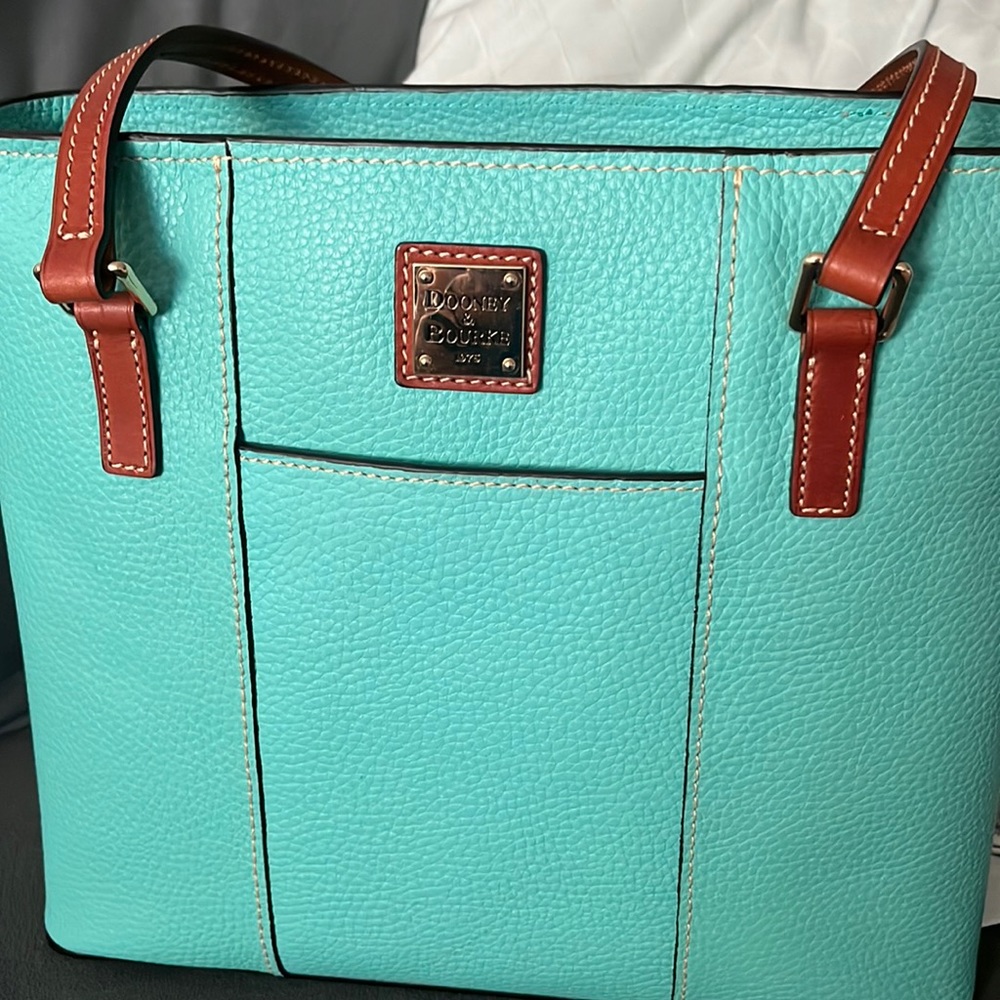 Dooney and bourse small Lexington tote color is aqua included dust bag. Like new